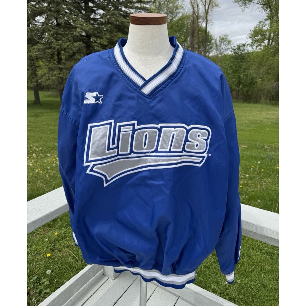 90s Vintage Starter Detroit Lions NFL Pro Line Windbreaker Jacket Mens Large
